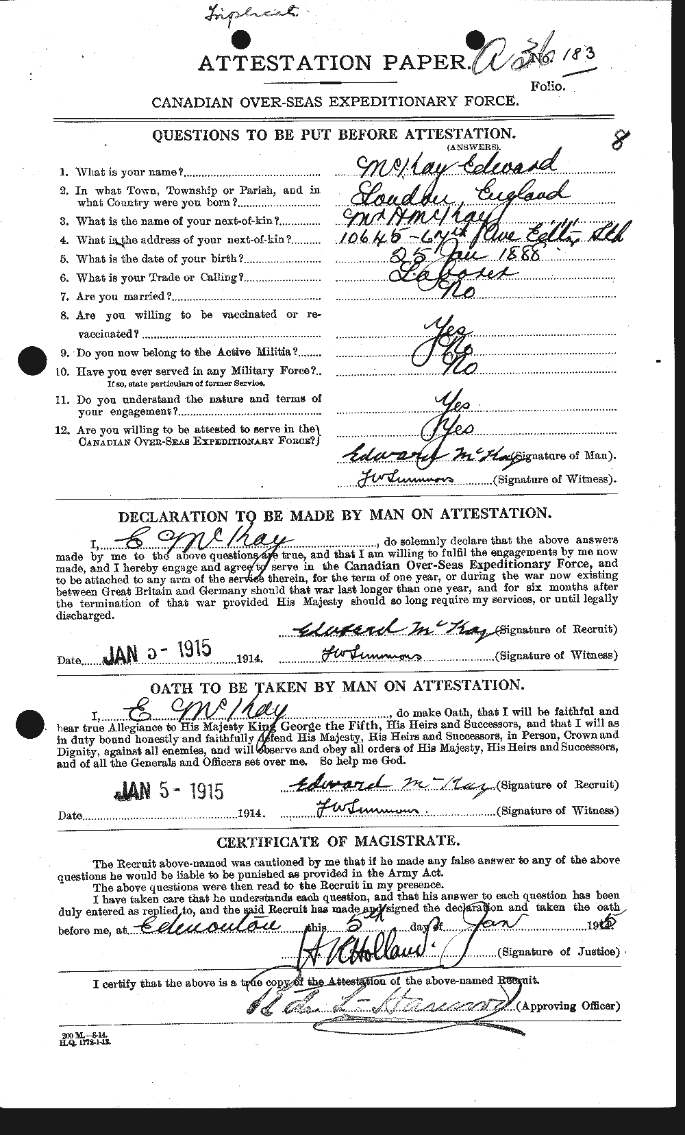 Personnel Records of the First World War - CEF 534568a
