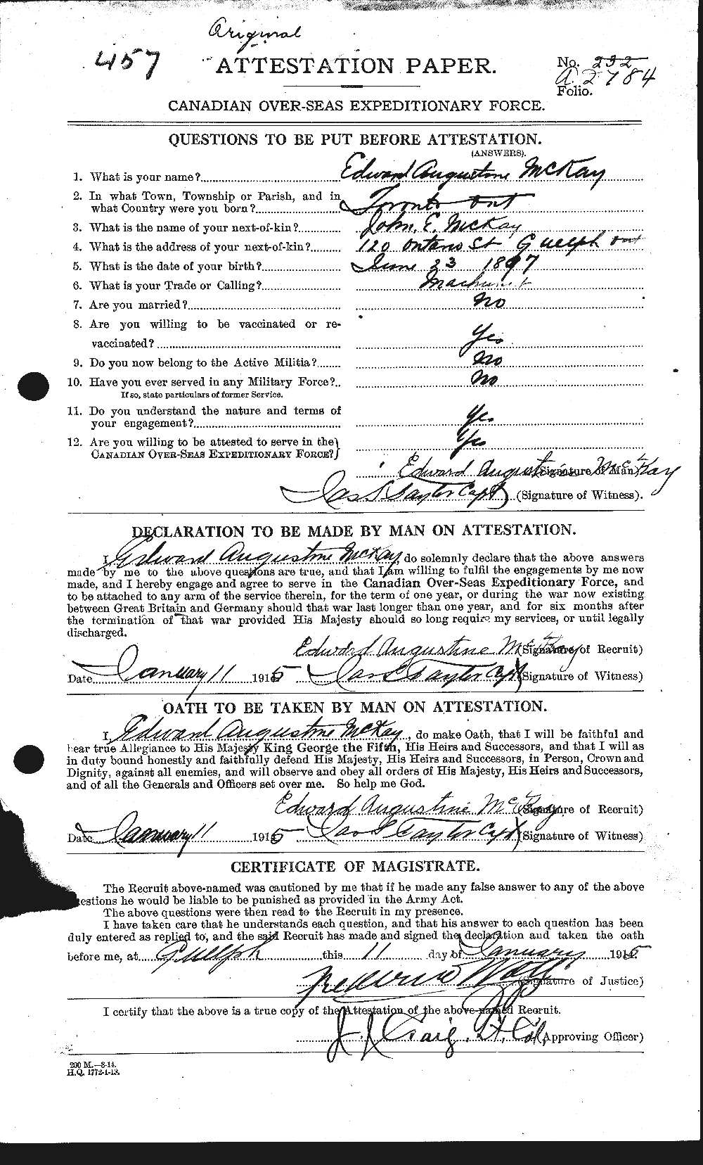 Personnel Records of the First World War - CEF 534570a