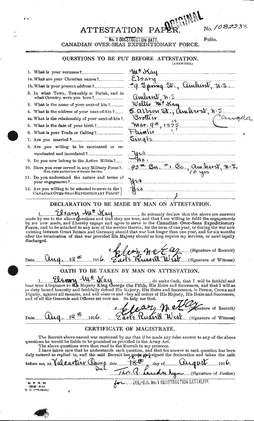 Personnel Records of the First World War - CEF 534578a