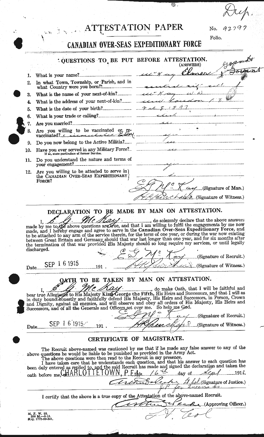 Personnel Records of the First World War - CEF 534582a