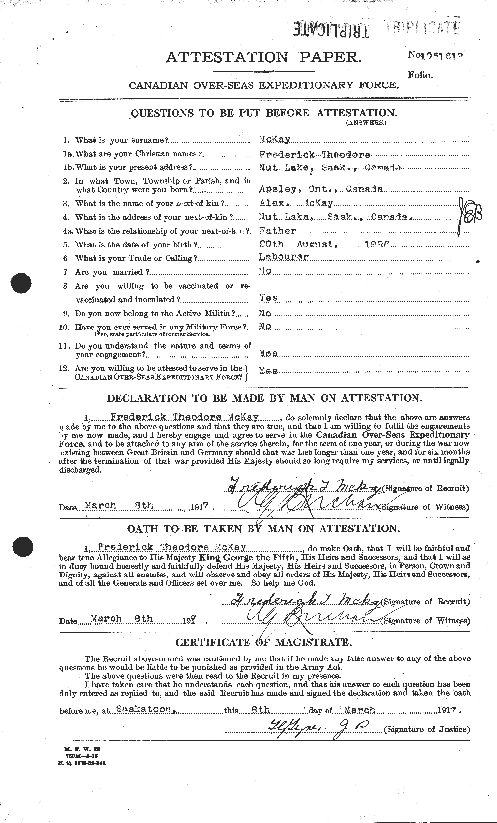 Personnel Records of the First World War - CEF 534621a