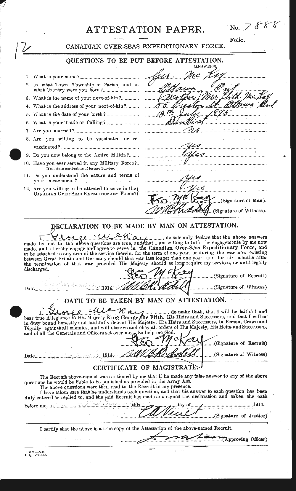 Personnel Records of the First World War - CEF 534643a