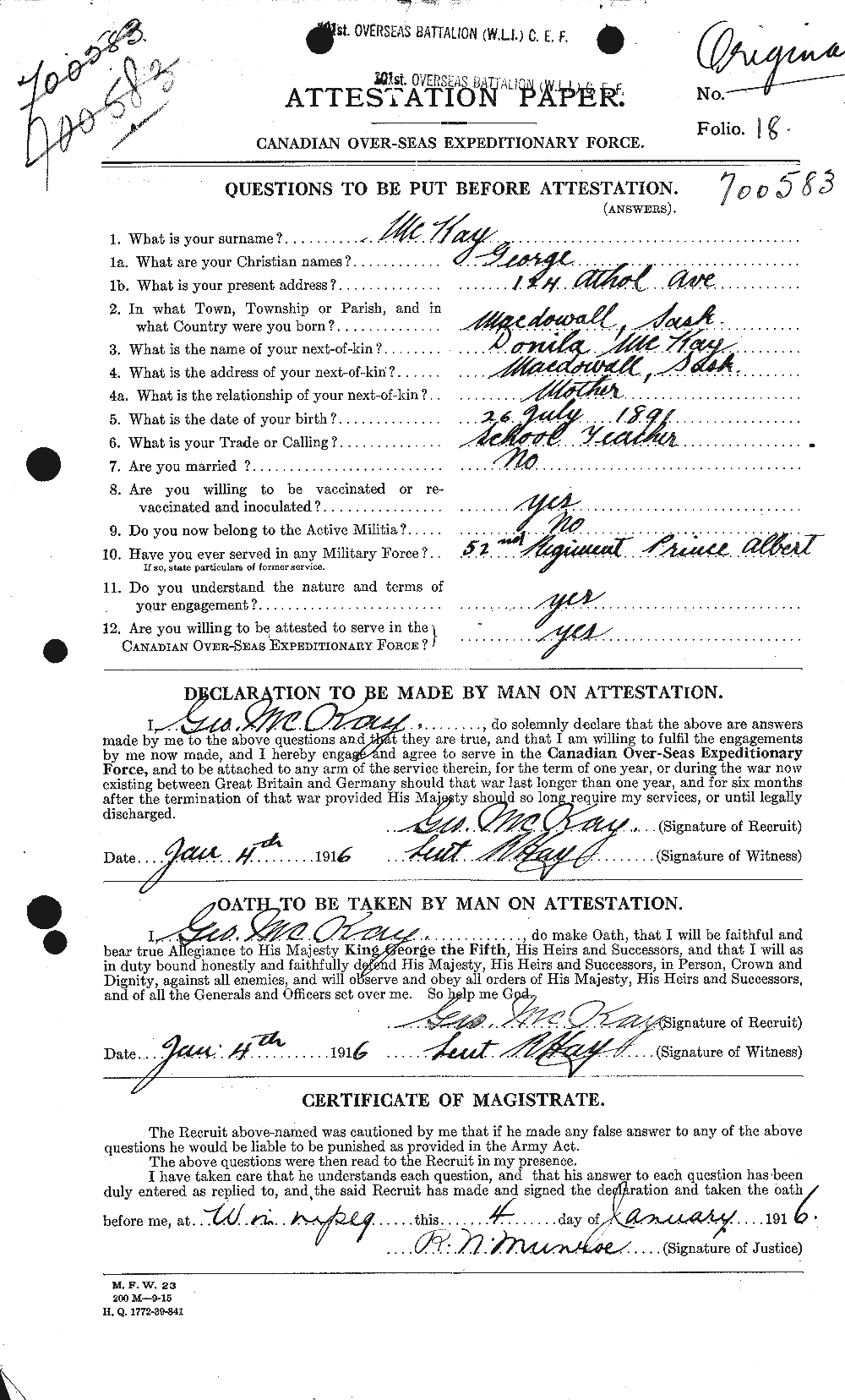 Personnel Records of the First World War - CEF 534646a