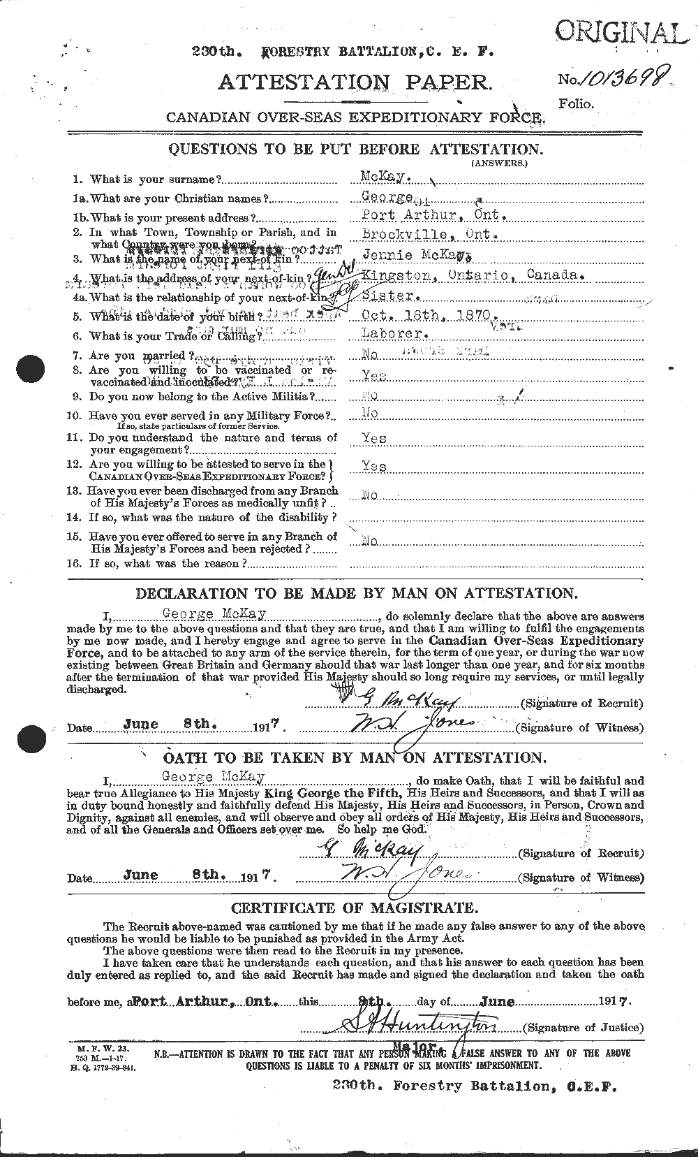 Personnel Records of the First World War - CEF 534647a