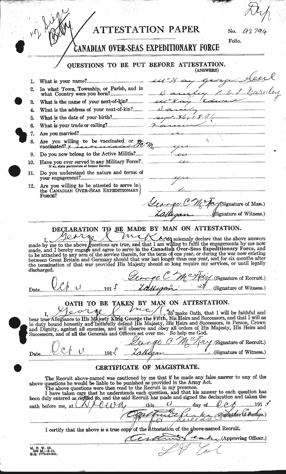 Personnel Records of the First World War - CEF 534667a
