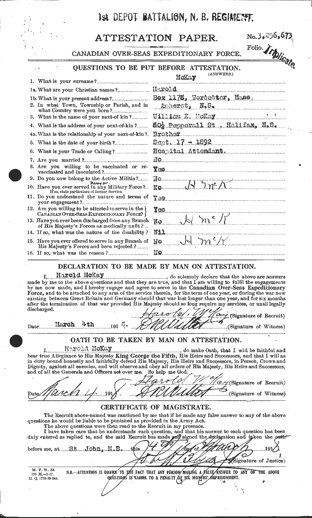 Personnel Records of the First World War - CEF 534713a