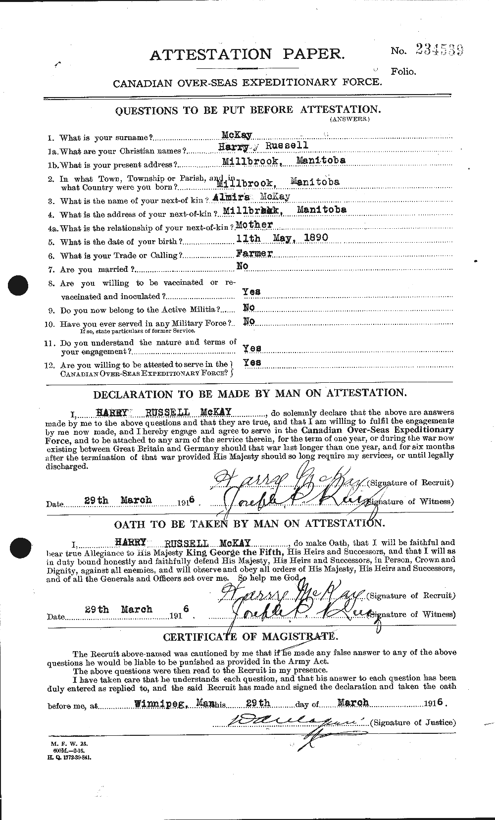 Personnel Records of the First World War - CEF 534735a