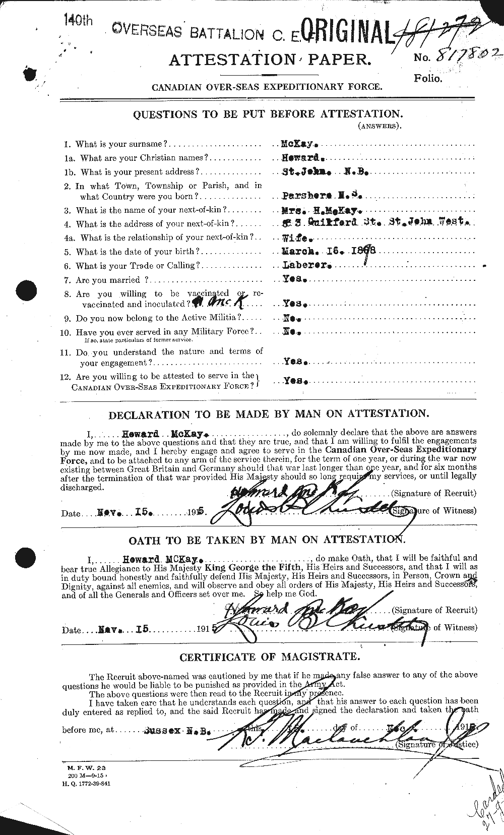 Personnel Records of the First World War - CEF 534751a