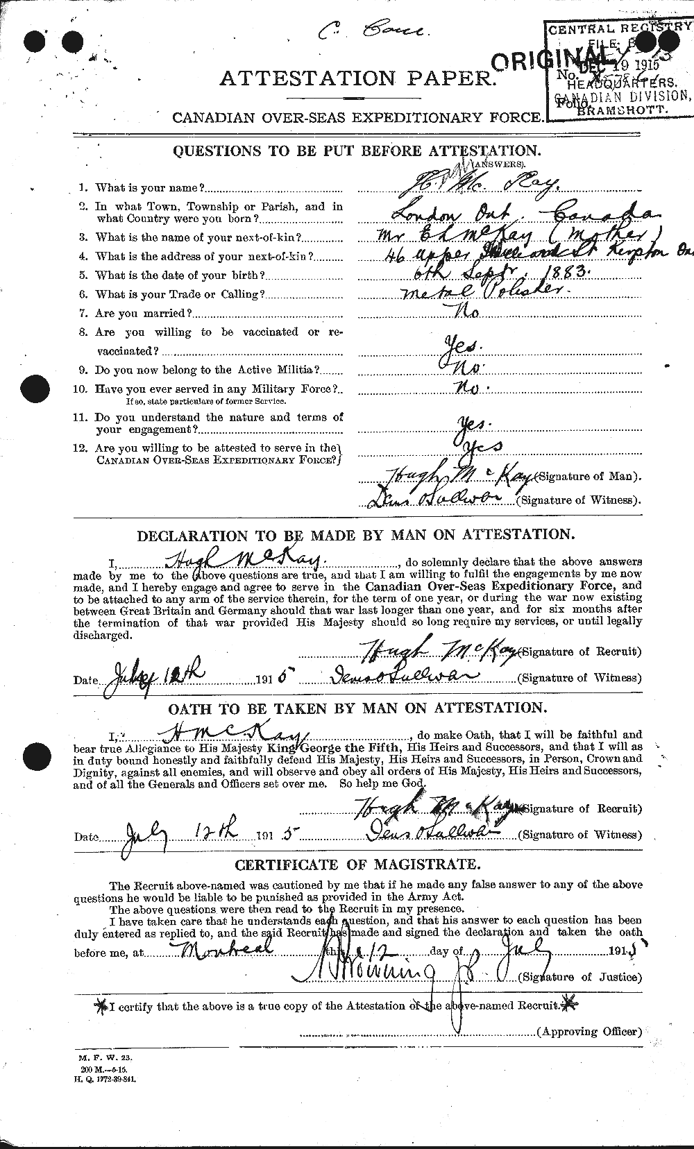 Personnel Records of the First World War - CEF 534763a