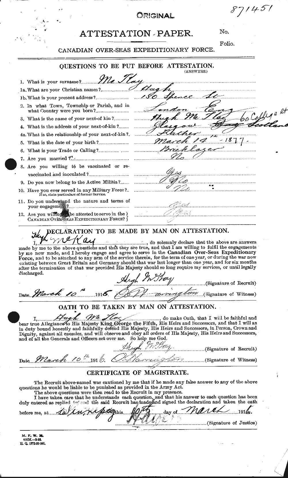 Personnel Records of the First World War - CEF 534764a
