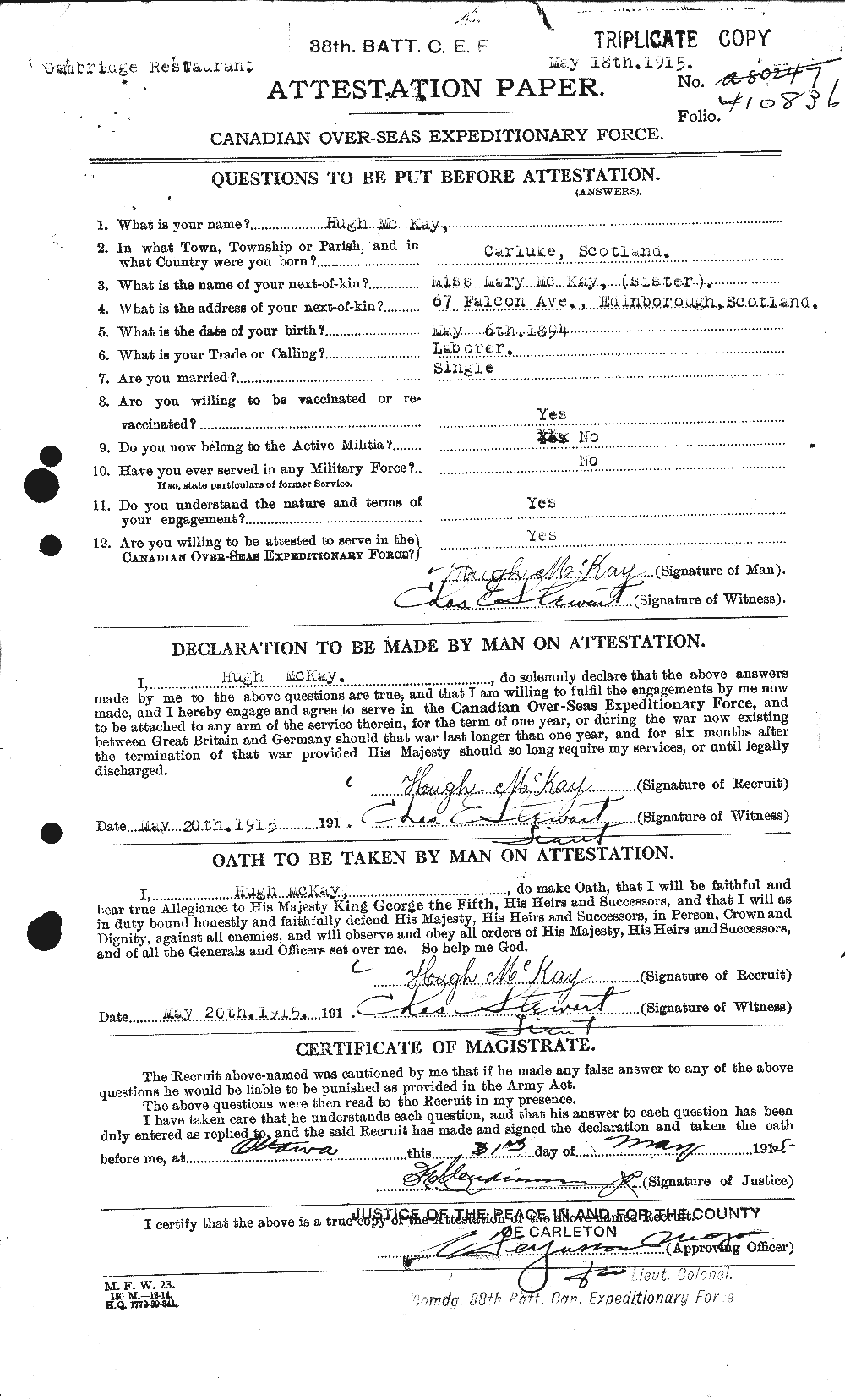 Personnel Records of the First World War - CEF 534770a