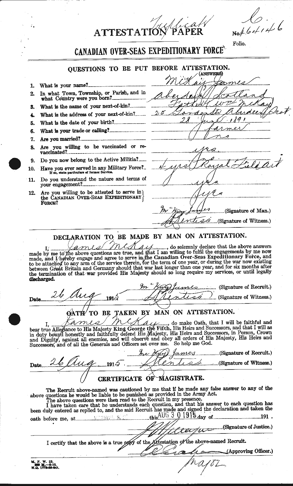 Personnel Records of the First World War - CEF 534796a