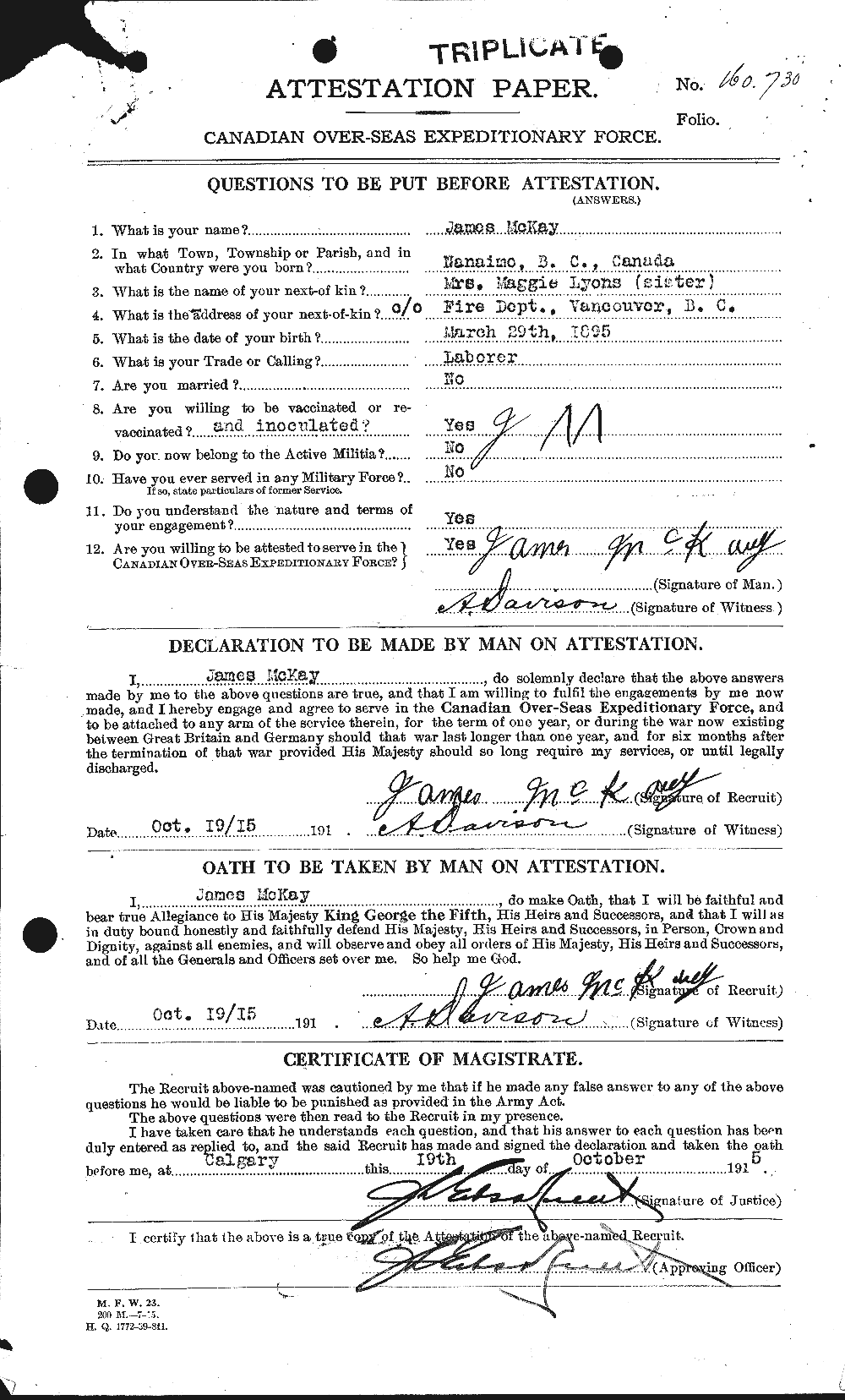 Personnel Records of the First World War - CEF 534811a