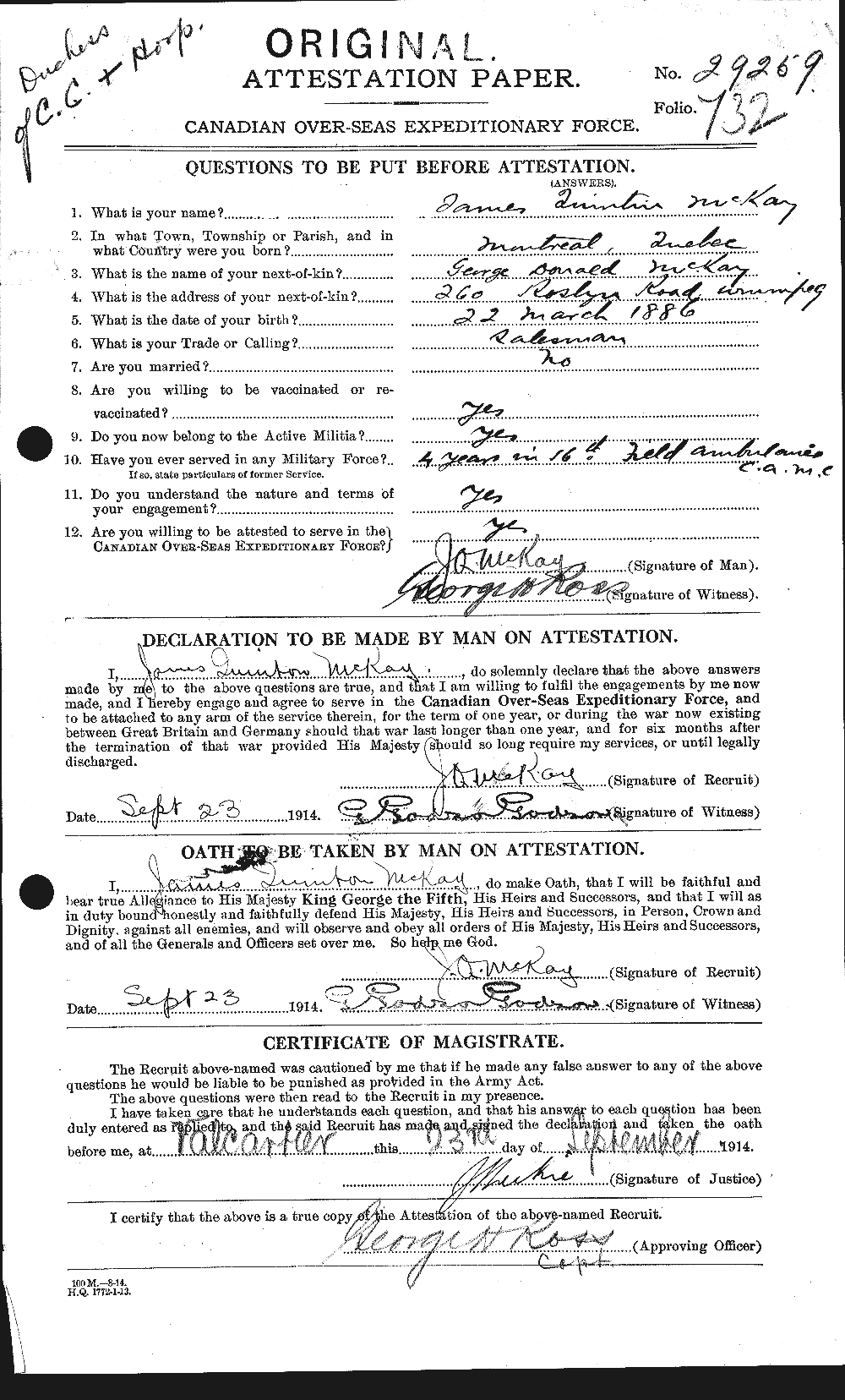 Personnel Records of the First World War - CEF 534841a