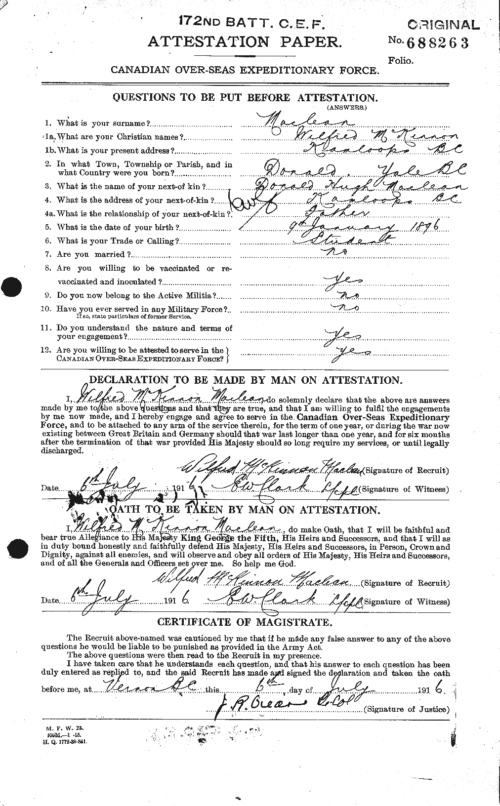 Personnel Records of the First World War - CEF 535171a