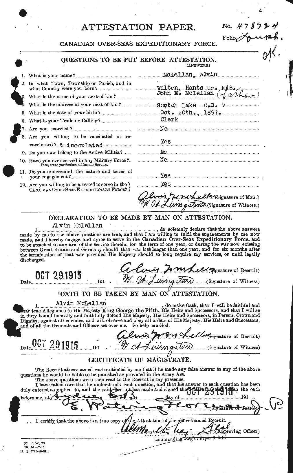 Personnel Records of the First World War - CEF 535385a