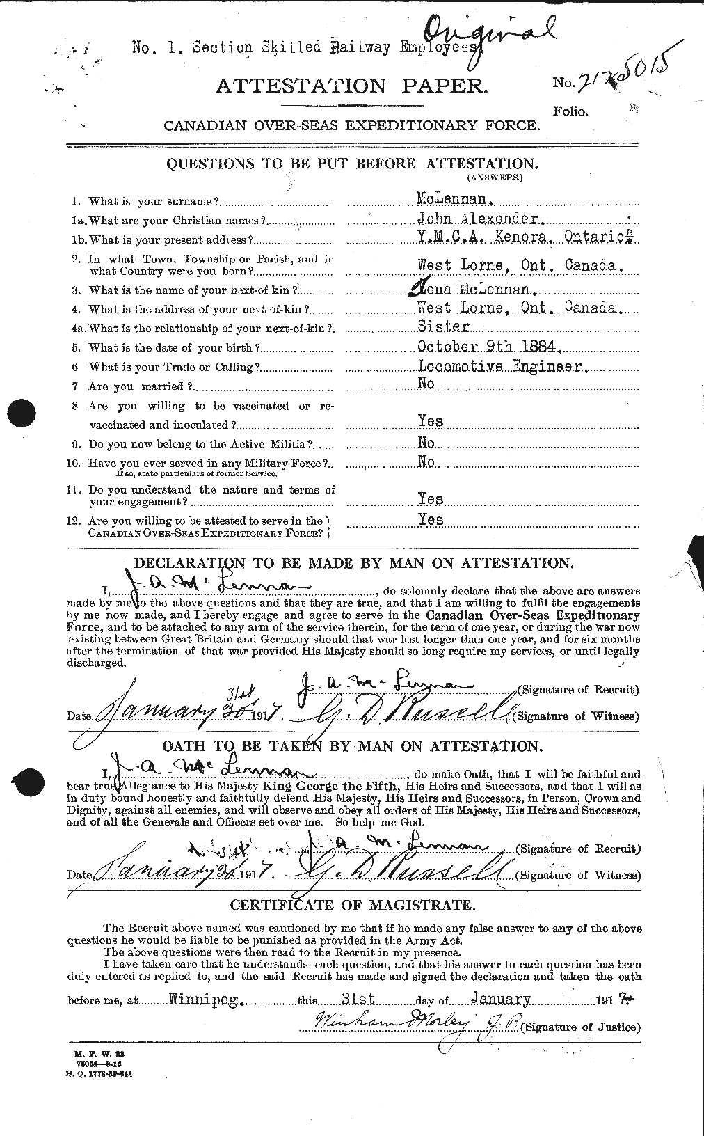 Personnel Records of the First World War - CEF 536542a