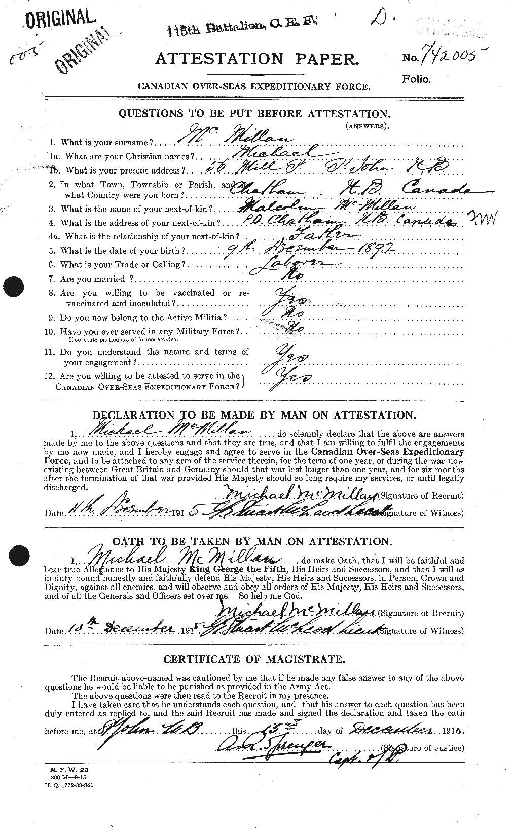Personnel Records of the First World War - CEF 536853a