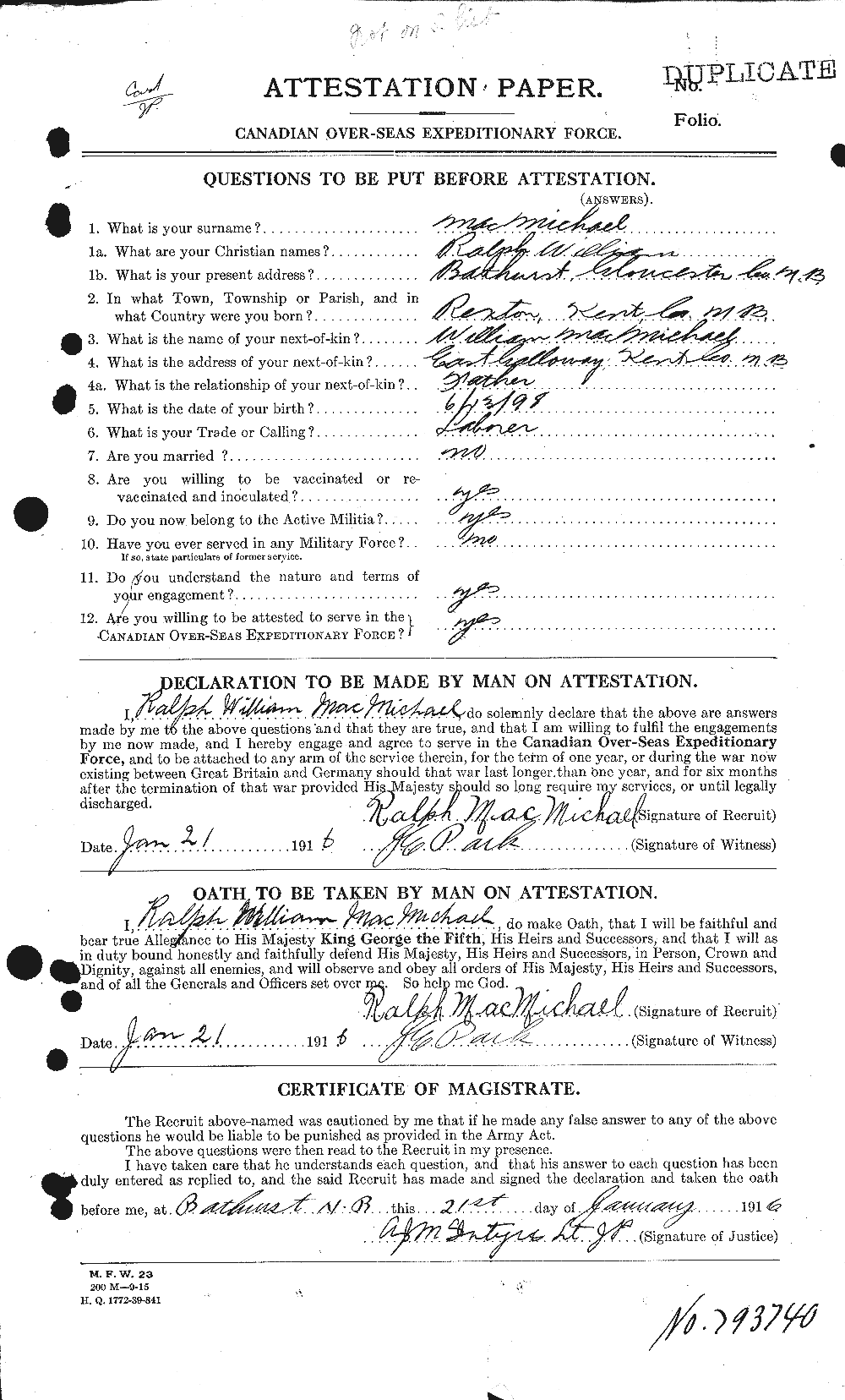 Personnel Records of the First World War - CEF 537448a