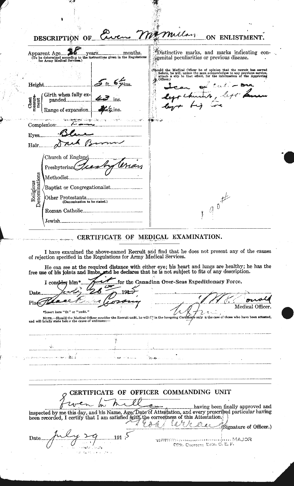 Dossiers du Personnel de la Première Guerre mondiale - CEC 537687b