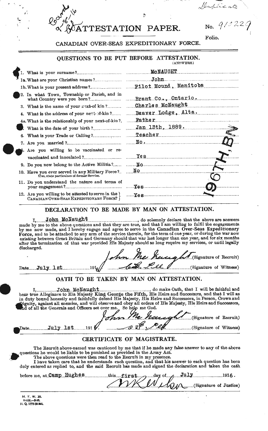 Personnel Records of the First World War - CEF 538368a