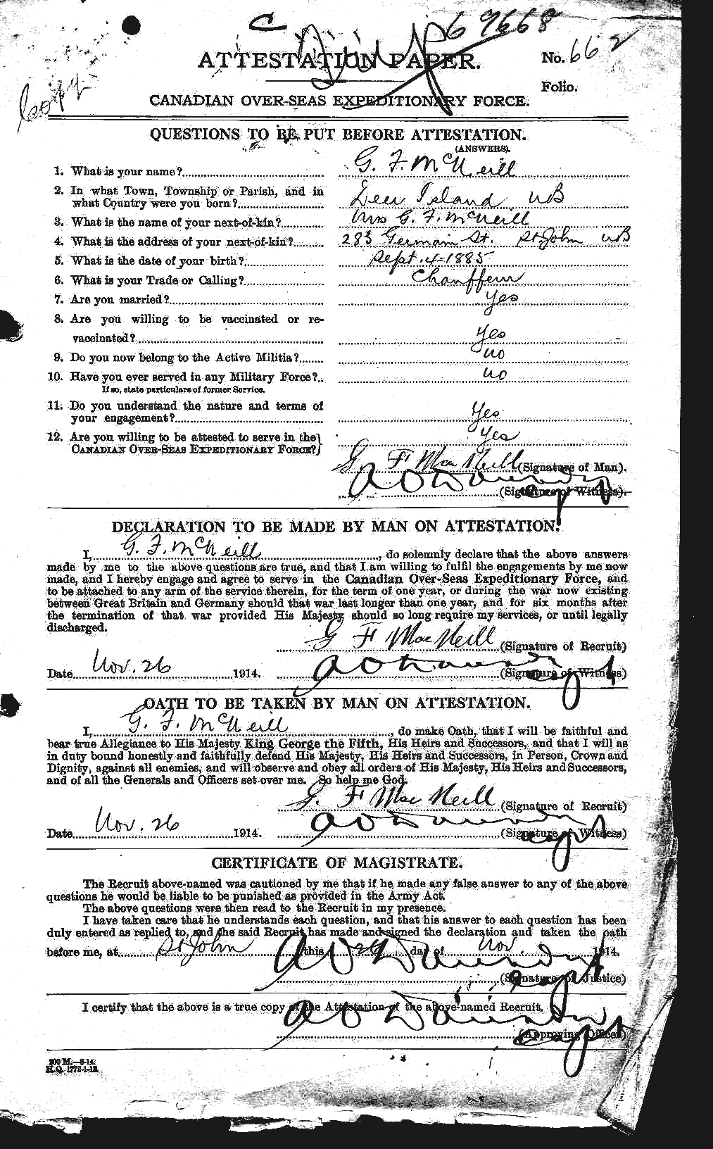 Personnel Records of the First World War - CEF 538916a
