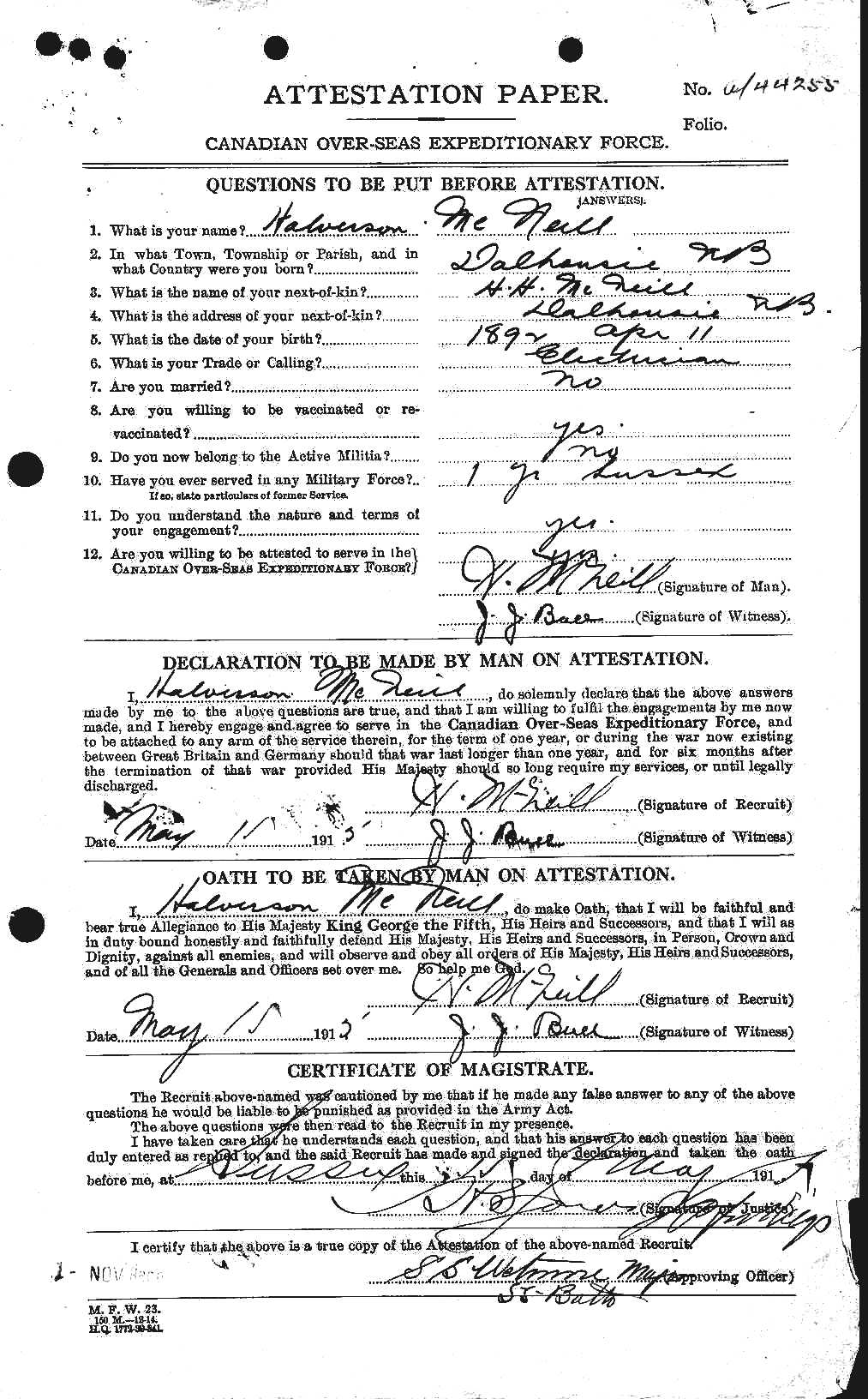 Personnel Records of the First World War - CEF 538929a