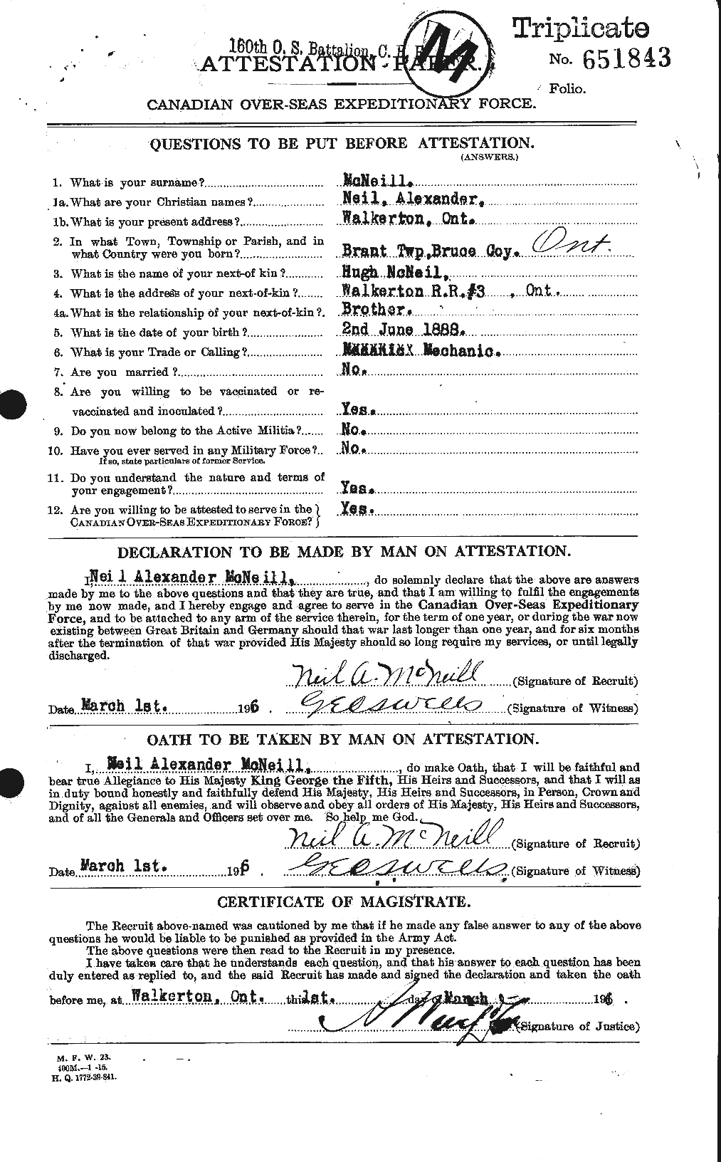 Personnel Records of the First World War - CEF 539010a