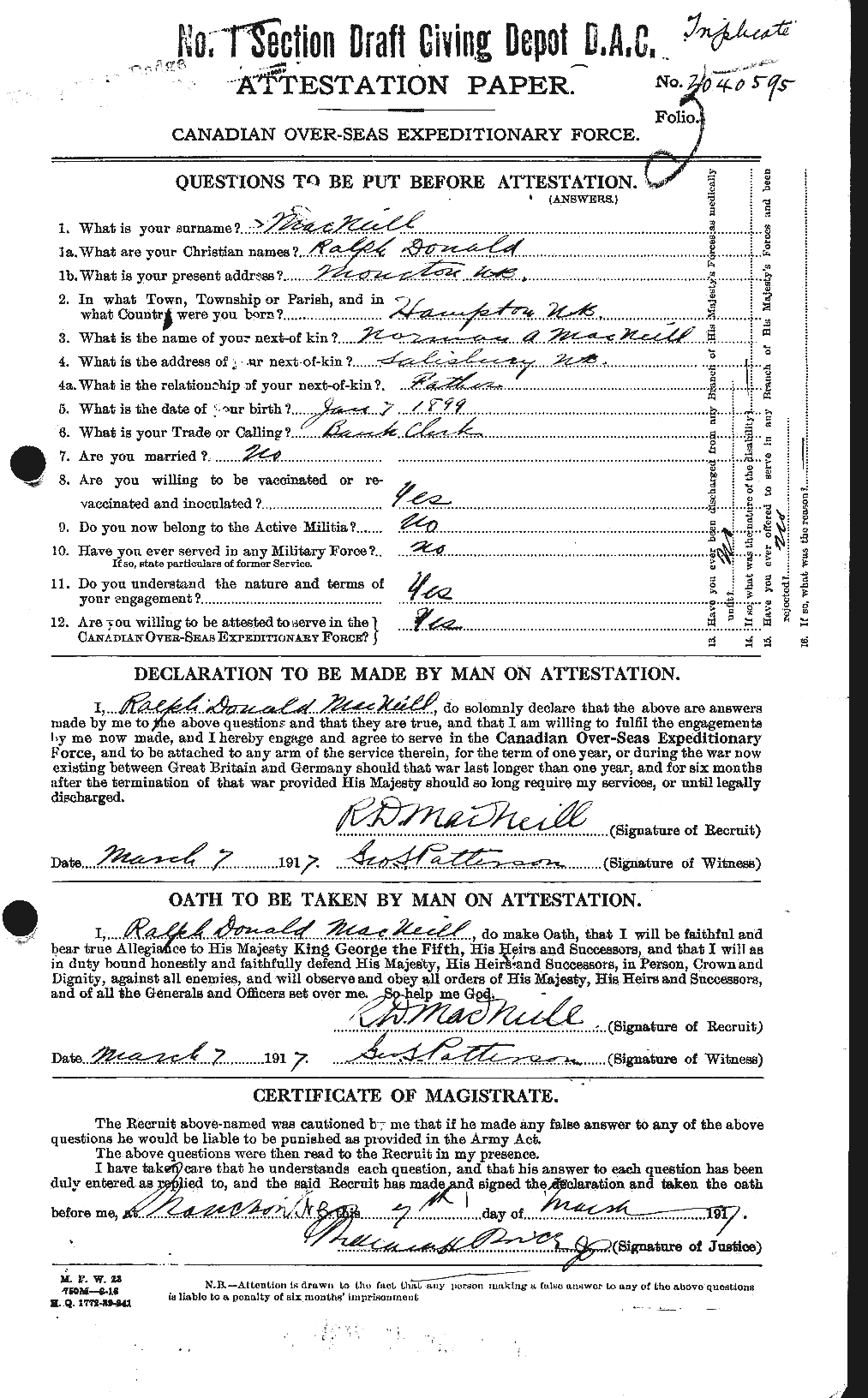 Personnel Records of the First World War - CEF 539024a