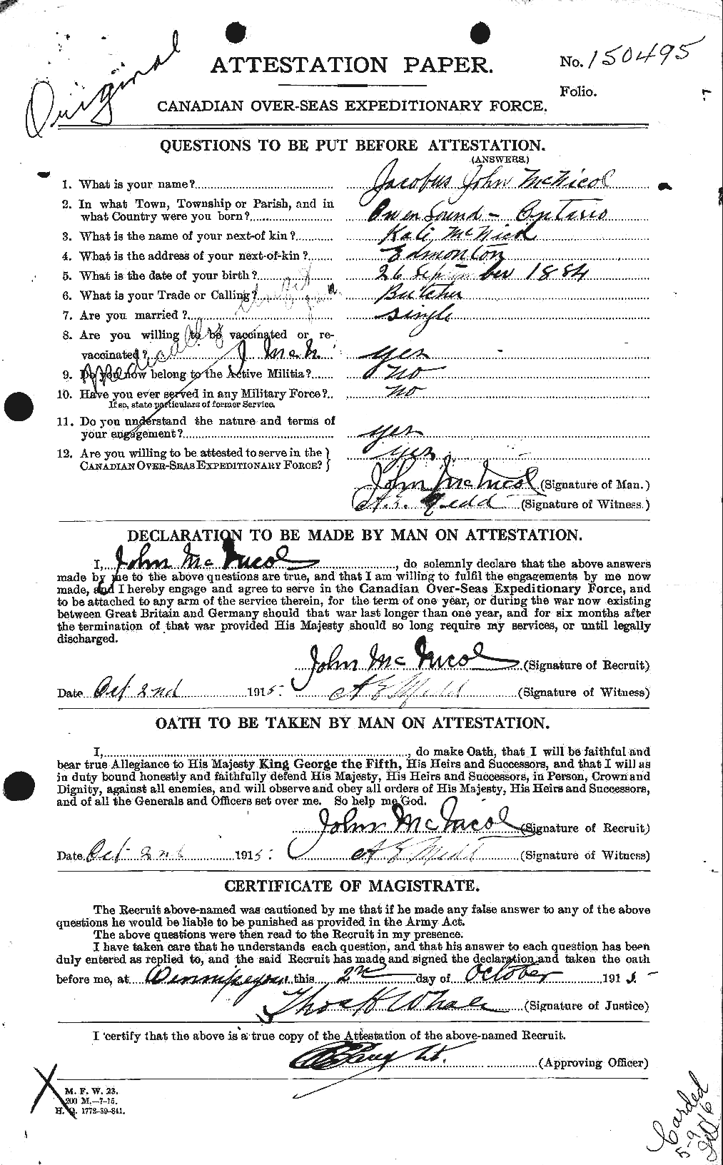 Personnel Records of the First World War - CEF 539202a