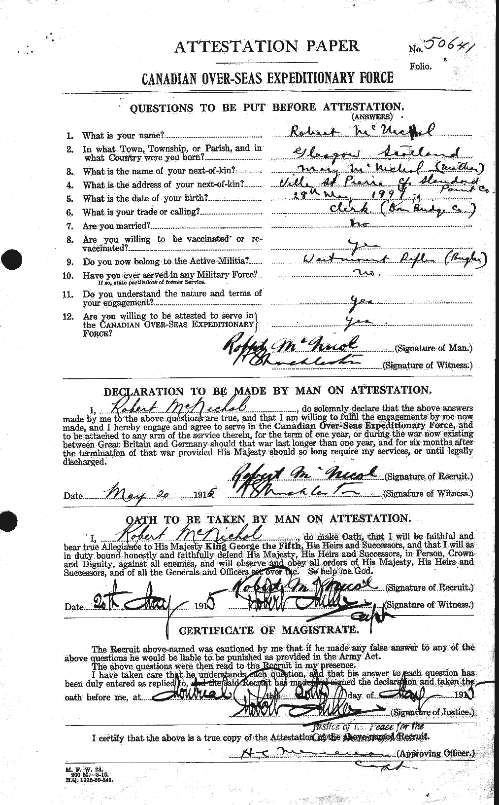 Personnel Records of the First World War - CEF 539221a