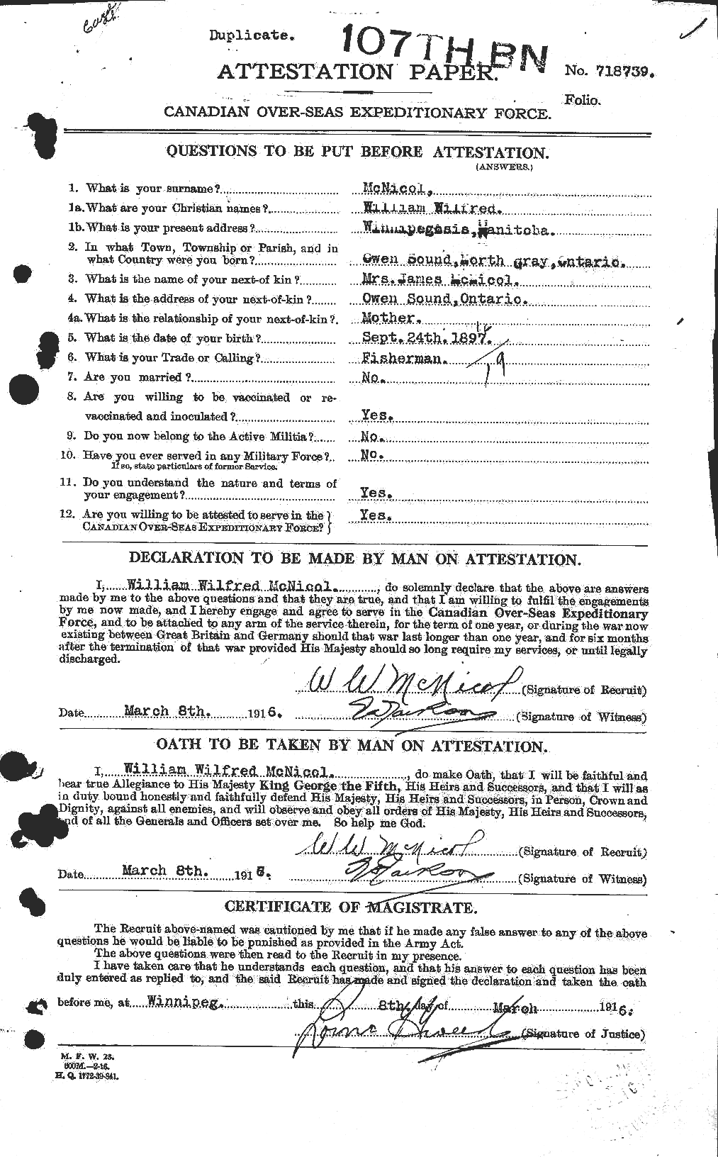 Personnel Records of the First World War - CEF 539227a