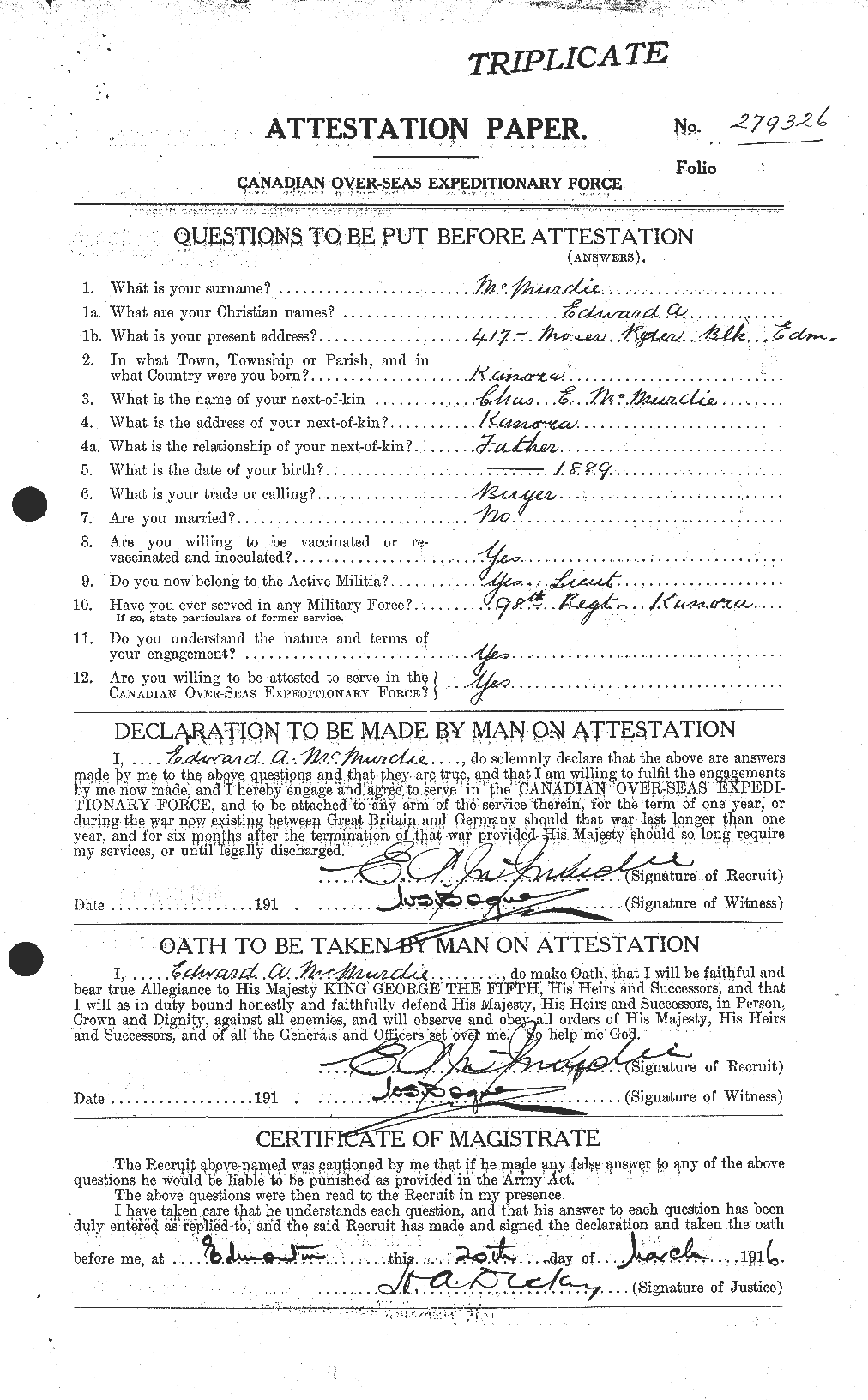Personnel Records of the First World War - CEF 539365a