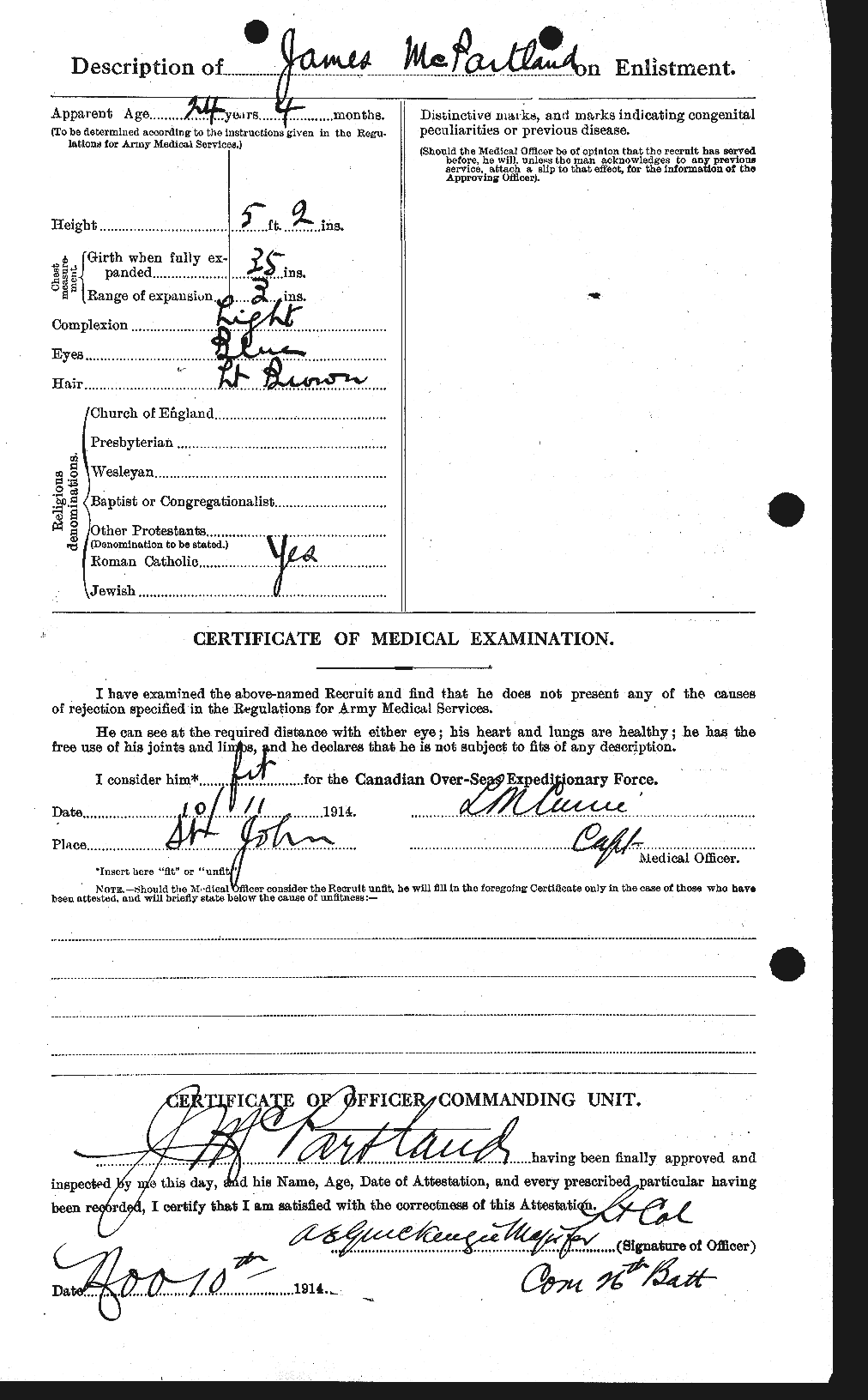 Dossiers du Personnel de la Première Guerre mondiale - CEC 539599b