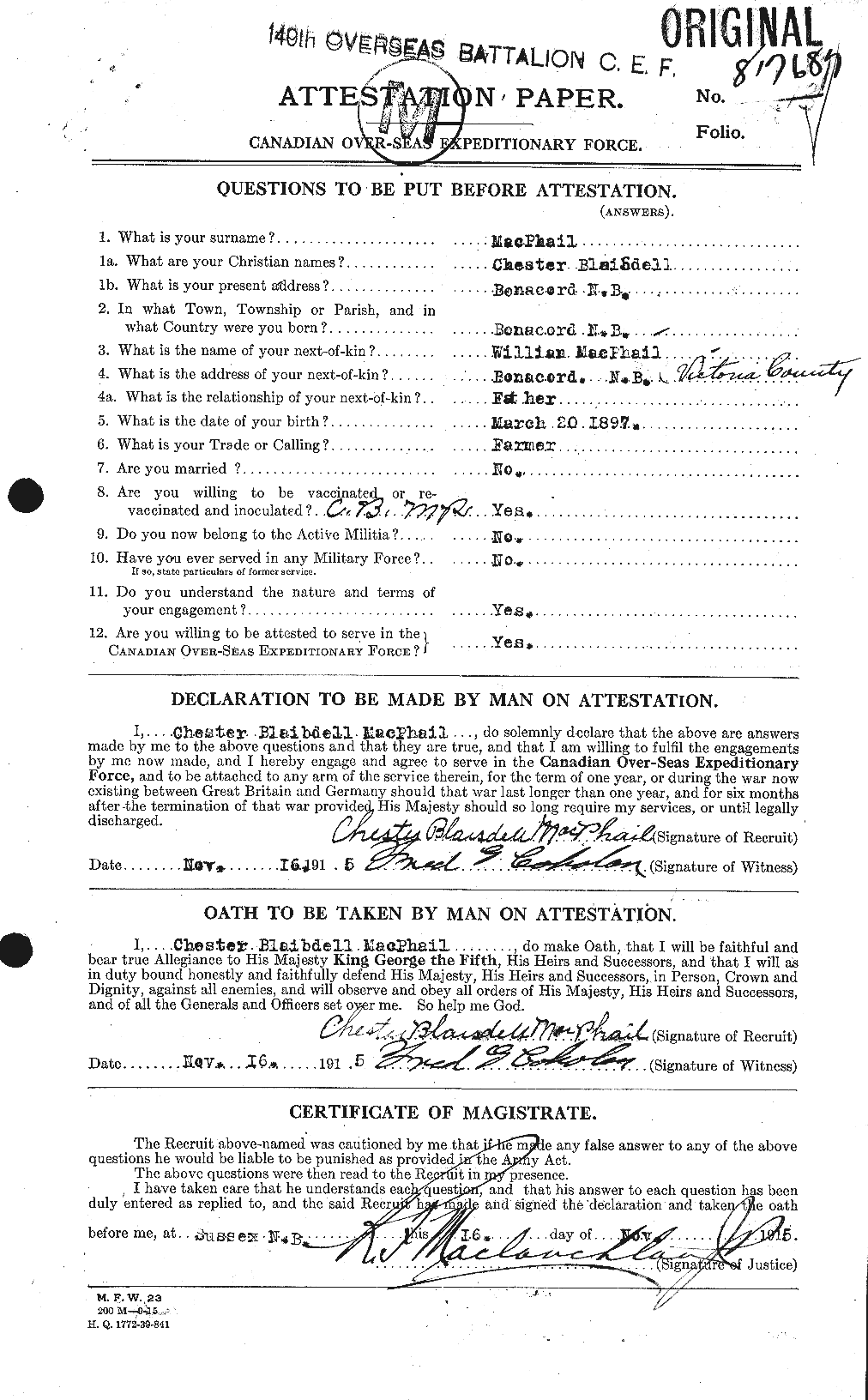 Personnel Records of the First World War - CEF 539668a