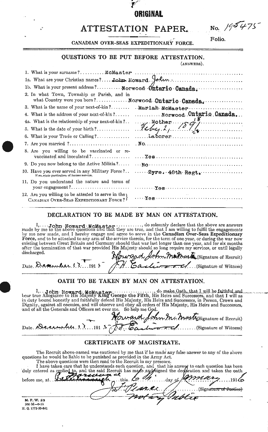 Personnel Records of the First World War - CEF 539944a
