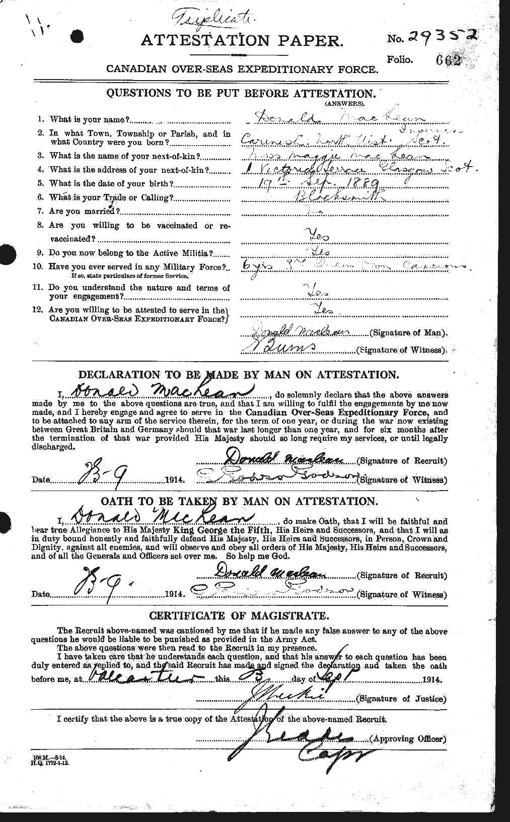 Personnel Records of the First World War - CEF 540103a