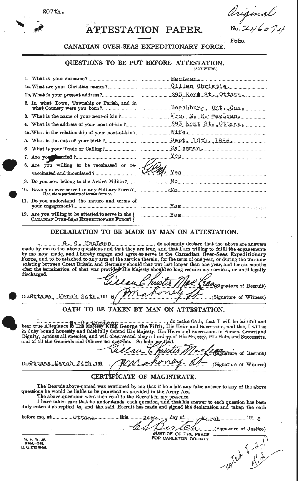 Personnel Records of the First World War - CEF 540299a