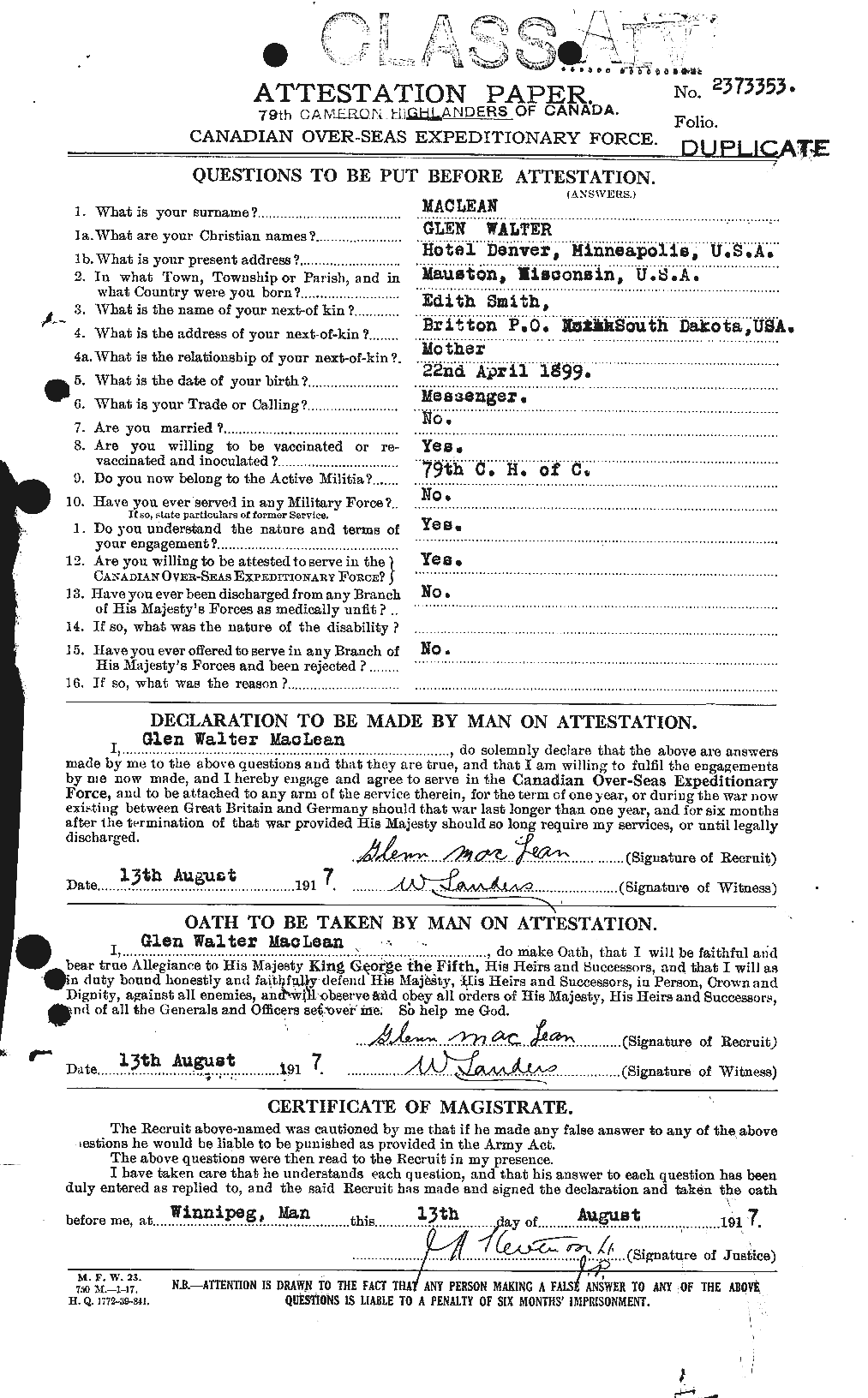 Personnel Records of the First World War - CEF 540304a
