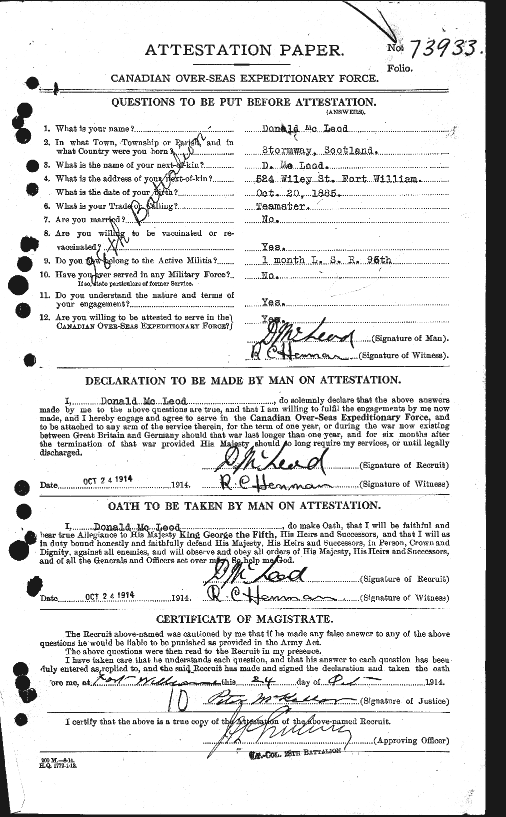 Personnel Records of the First World War - CEF 540411a