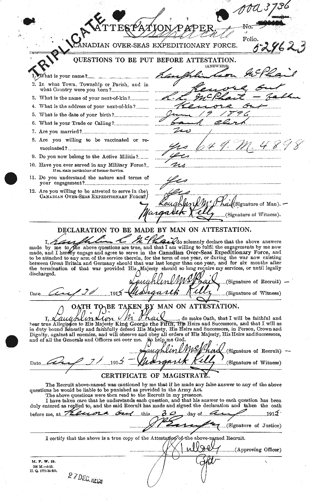 Personnel Records of the First World War - CEF 540885a
