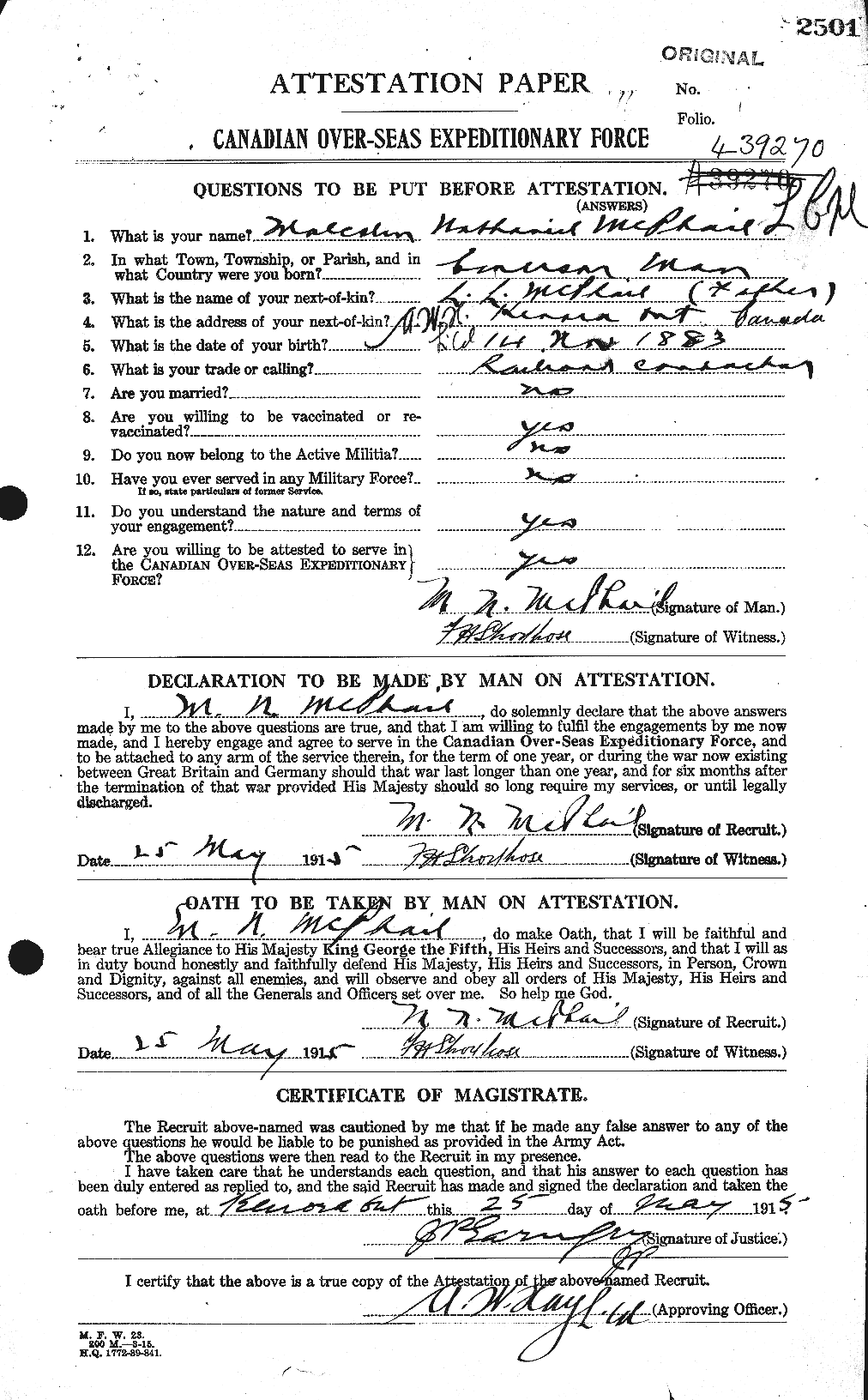 Personnel Records of the First World War - CEF 540892a