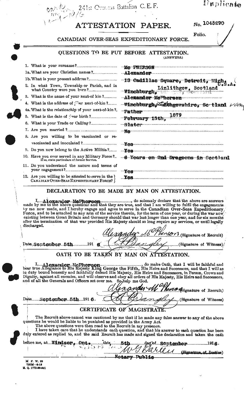 Personnel Records of the First World War - CEF 541337a