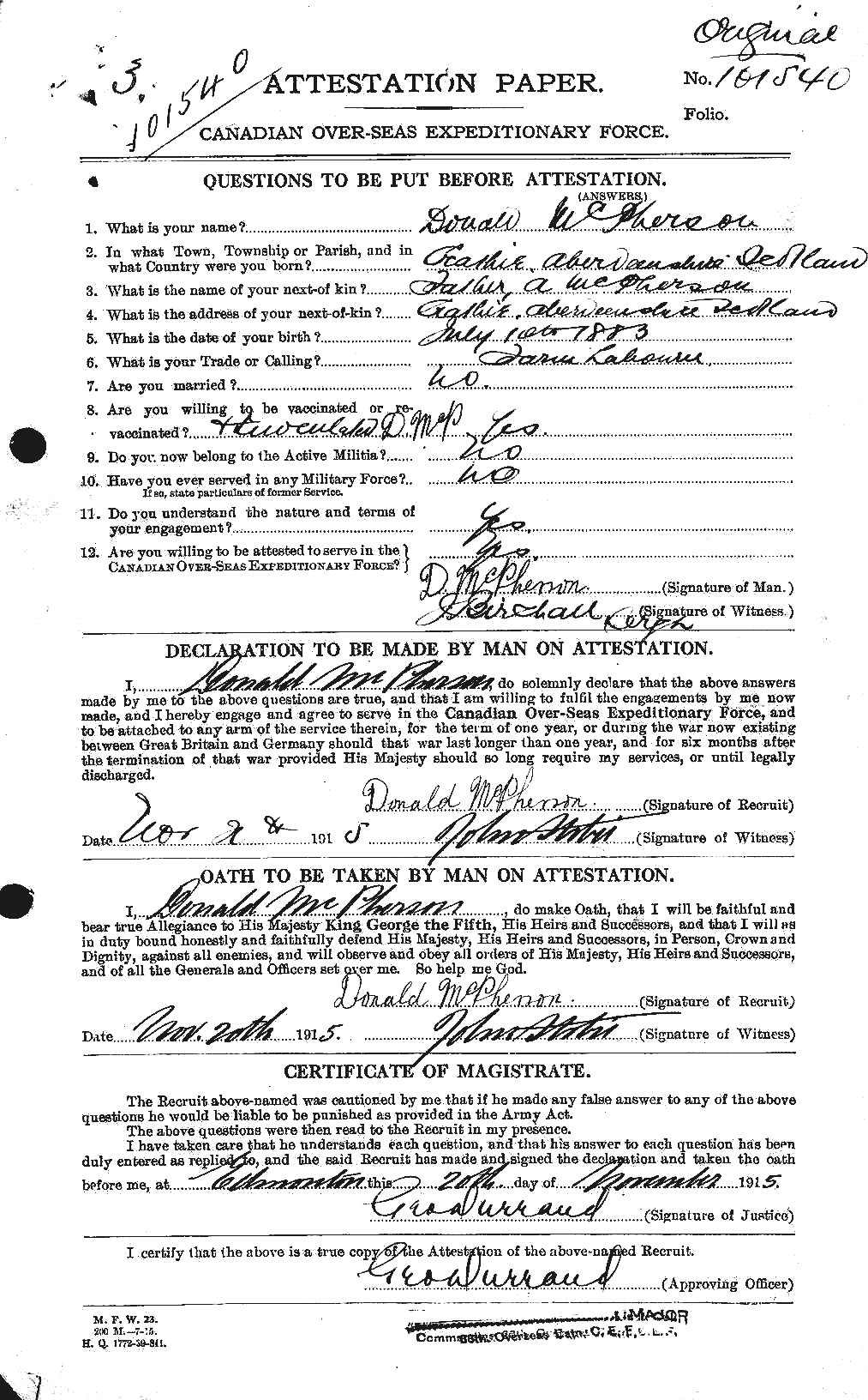 Personnel Records of the First World War - CEF 541476a