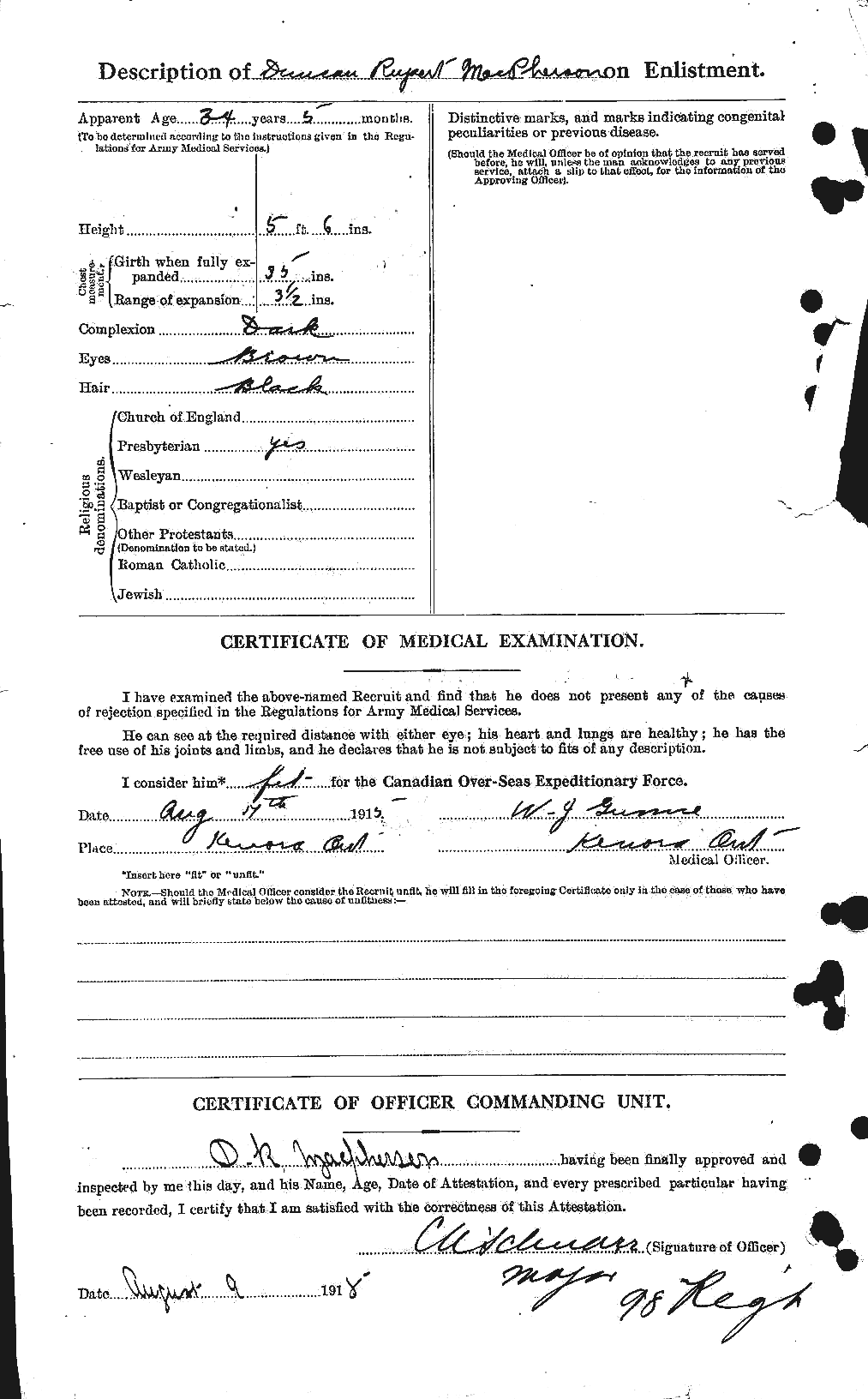 Dossiers du Personnel de la Première Guerre mondiale - CEC 541517b
