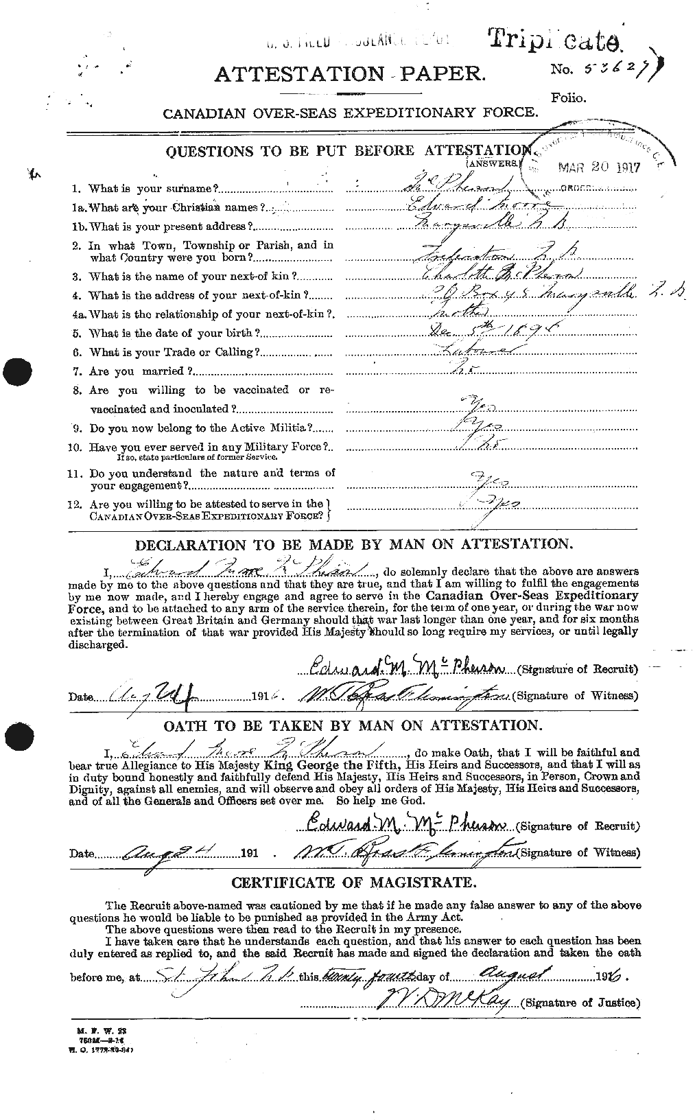 Personnel Records of the First World War - CEF 541520a