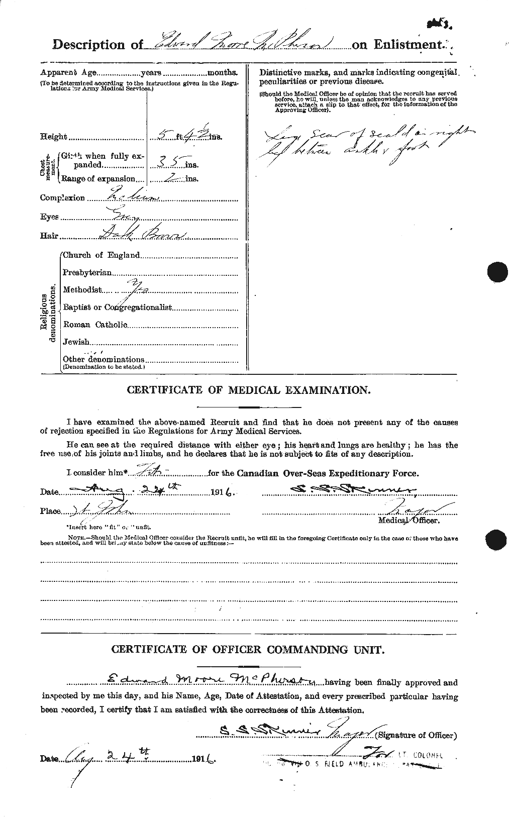 Dossiers du Personnel de la Première Guerre mondiale - CEC 541520b