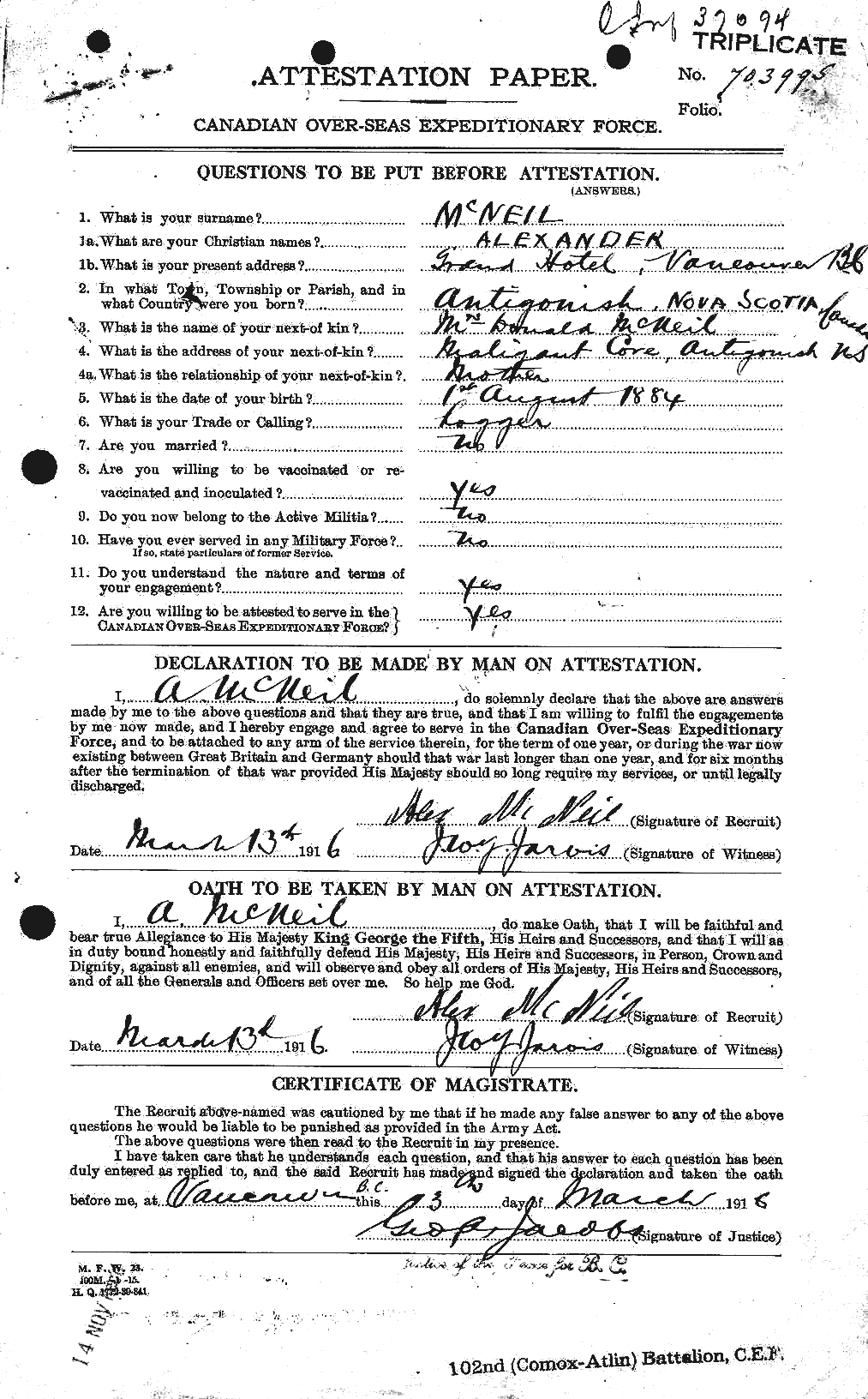 Personnel Records of the First World War - CEF 541694a