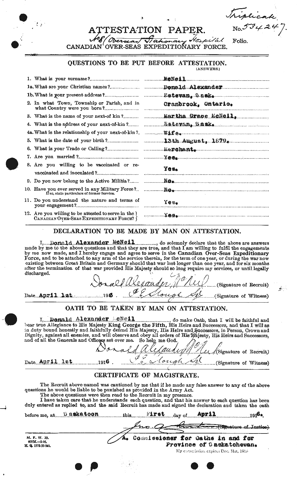 Personnel Records of the First World War - CEF 541790a