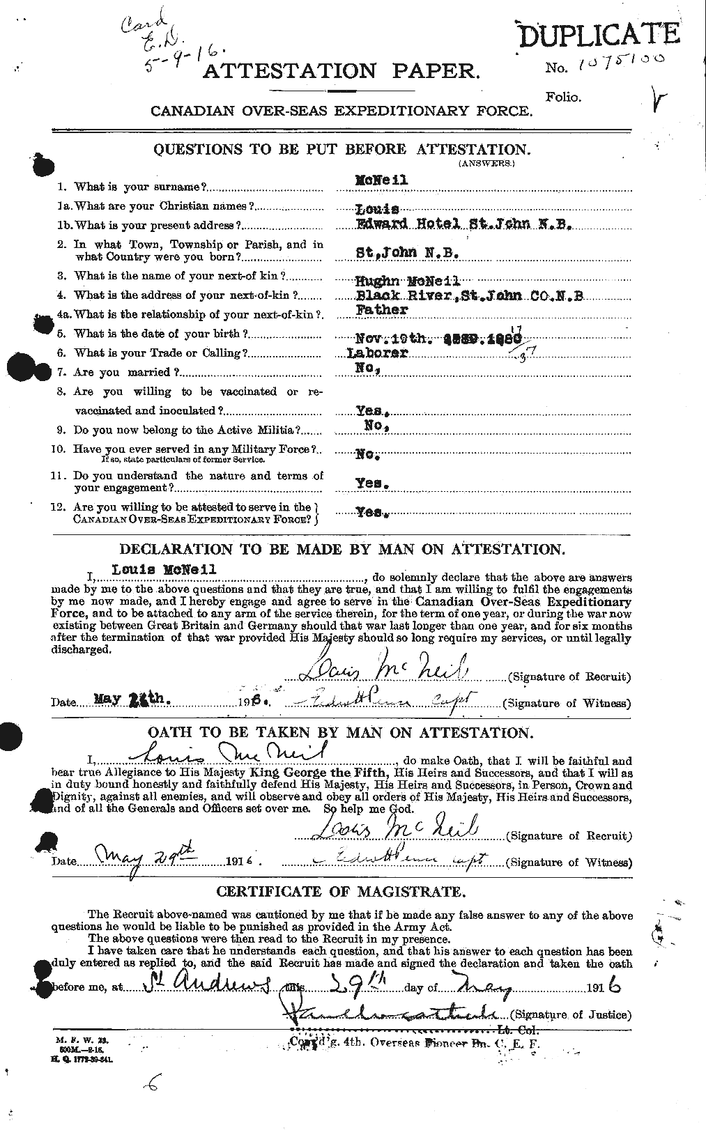 Personnel Records of the First World War - CEF 542388a